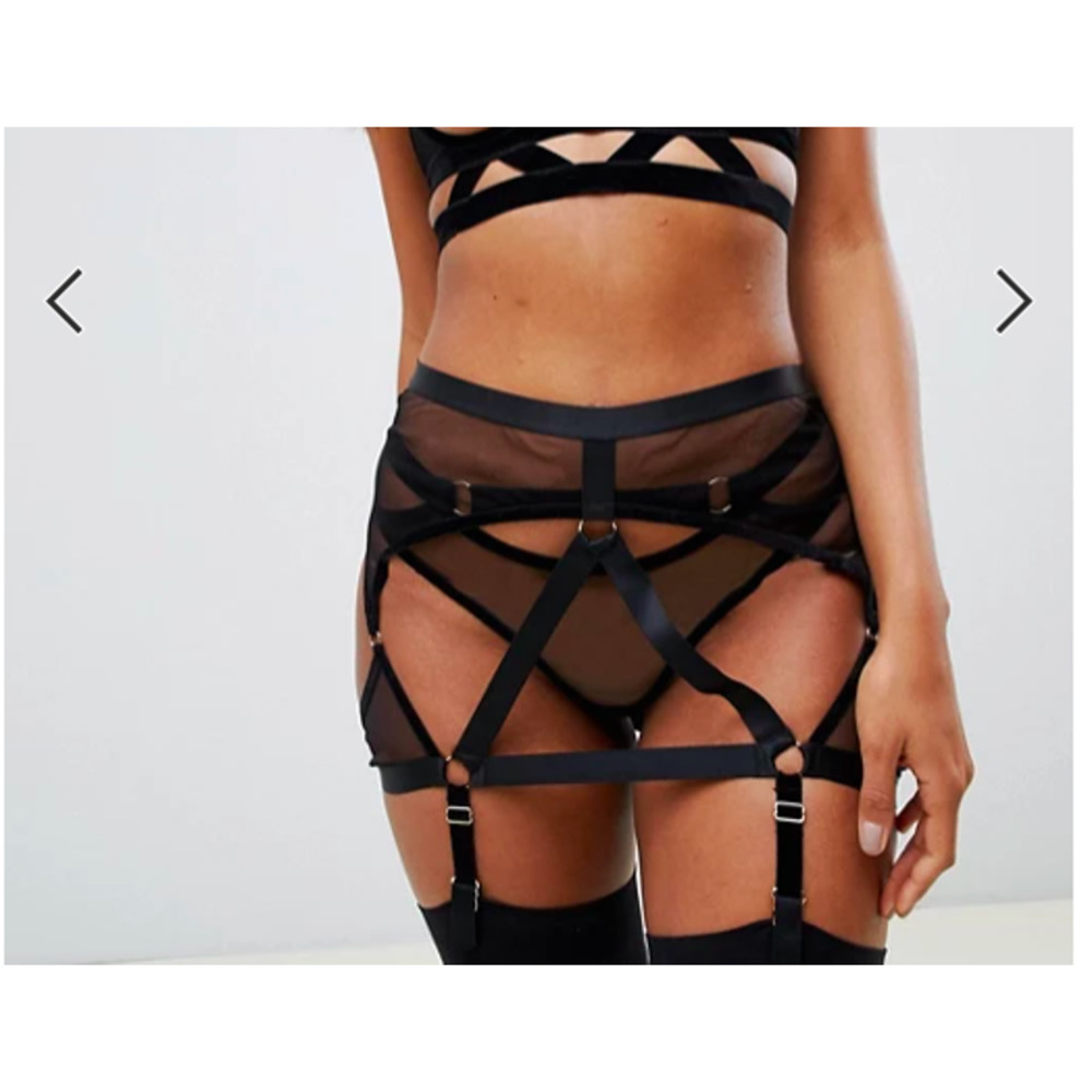 ASOS Black Strappy Sheer Garter Belt